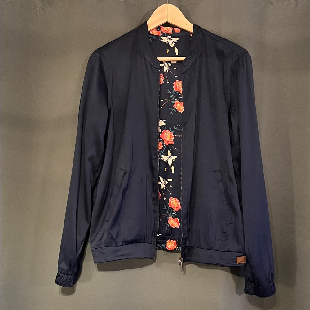 Roxy Midnight Blue and floral reversible Bomber Jacket
